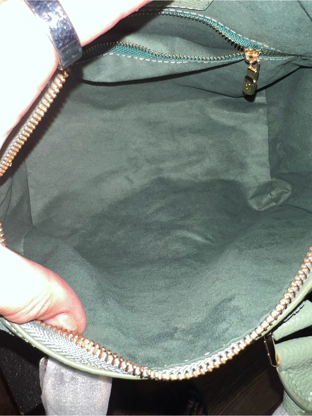FASHION DESIGNER SAGE GREEN Monogram Satchel-NWOT - Picture 12 of 13